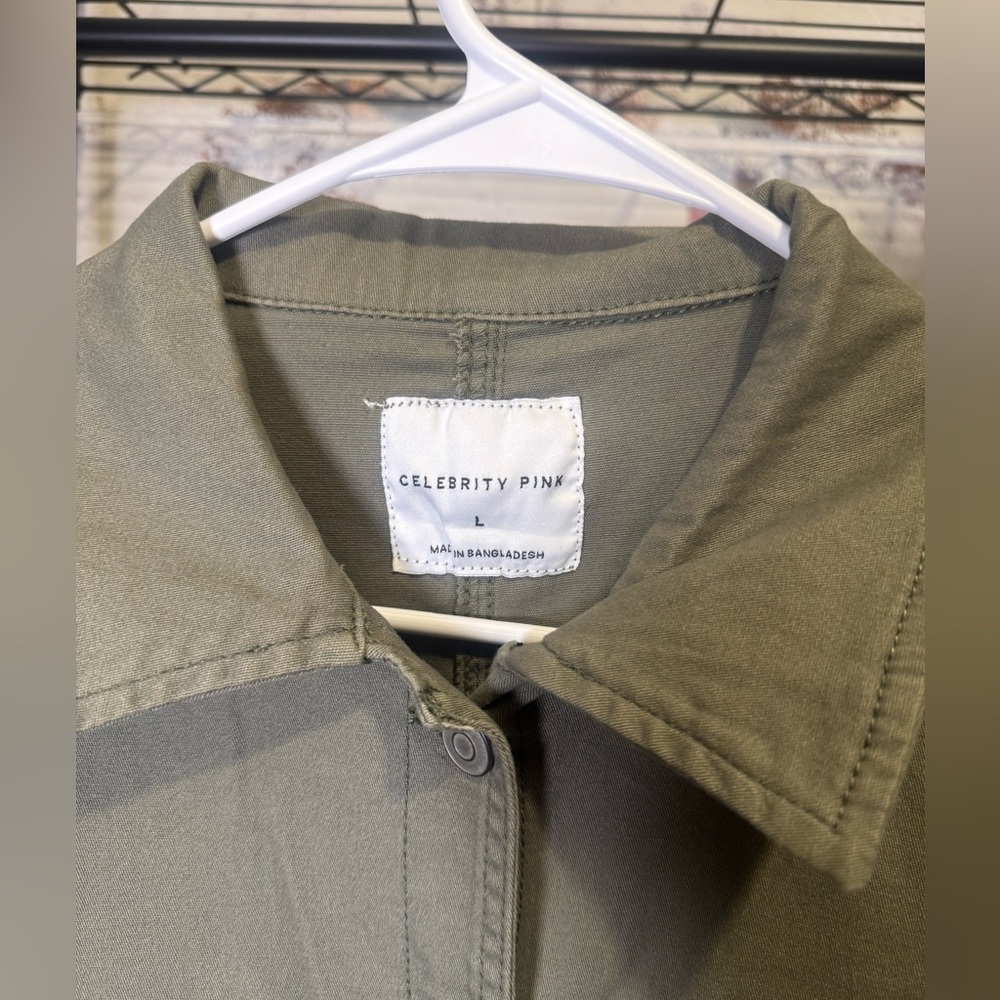 Celebrity Pink Olive Button-Up Jumpsuit - Picture 4 of 9